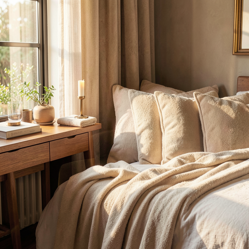 Aménagement d'une suite parentale 20m² avec meubles modulables et cloison vitrée.