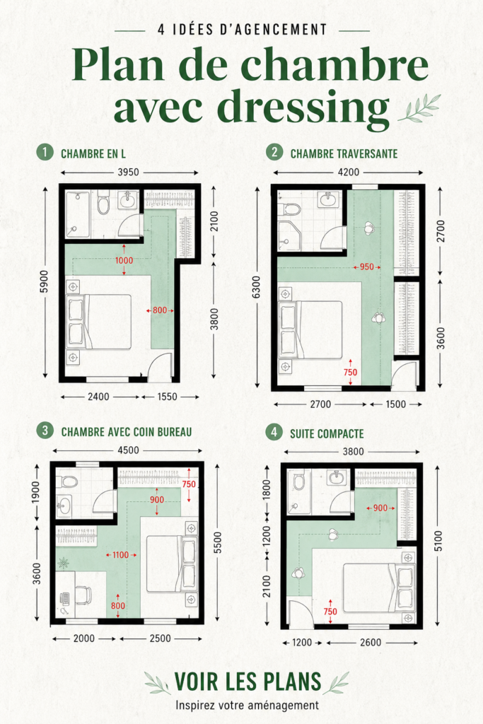 Aménagement d'une chambre moderne avec dressing intégré