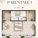 Plan moderne d'une suite parentale avec dressing et salle de bain