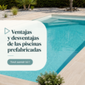 piscine préfabriquée dans un jardin familial avec des chaises longues
