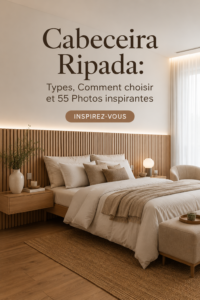 Une chambre chaleureuse avec une tête de lit en bois massif et des coussins colorés.