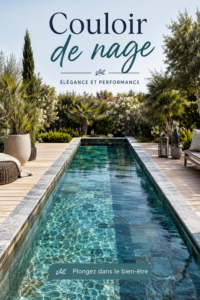 Couloir de nage élégant en béton dans un jardin