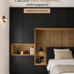 Un dressing pont de lit bien organisé avec des vêtements soigneusement disposés dans une chambre élégante.