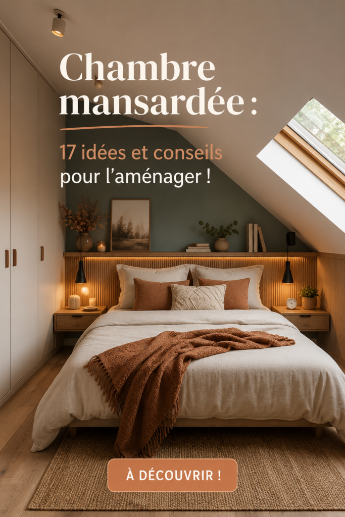 Chambre mansardée chaleureuse avec décoration cosy et meubles fonctionnels