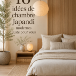 Une chambre moderne au style Japandi avec des éléments naturels et apaisants.