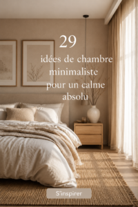 Chambre minimaliste élégante avec des tons neutres et des meubles épurés.