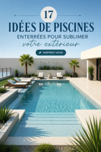 Une belle piscine enterrée entourée de verdure dans un jardin