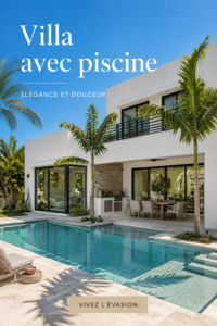Vue d'une villa en Provence avec piscine et jardin fleuri