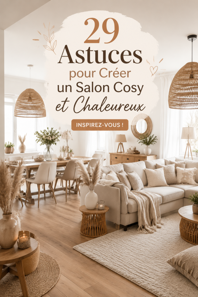 Salon cosy avec des coussins et des lumières douces