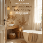 Un salon cosy avec des coussins et un éclairage doux, parfait pour une ambiance cocooning.