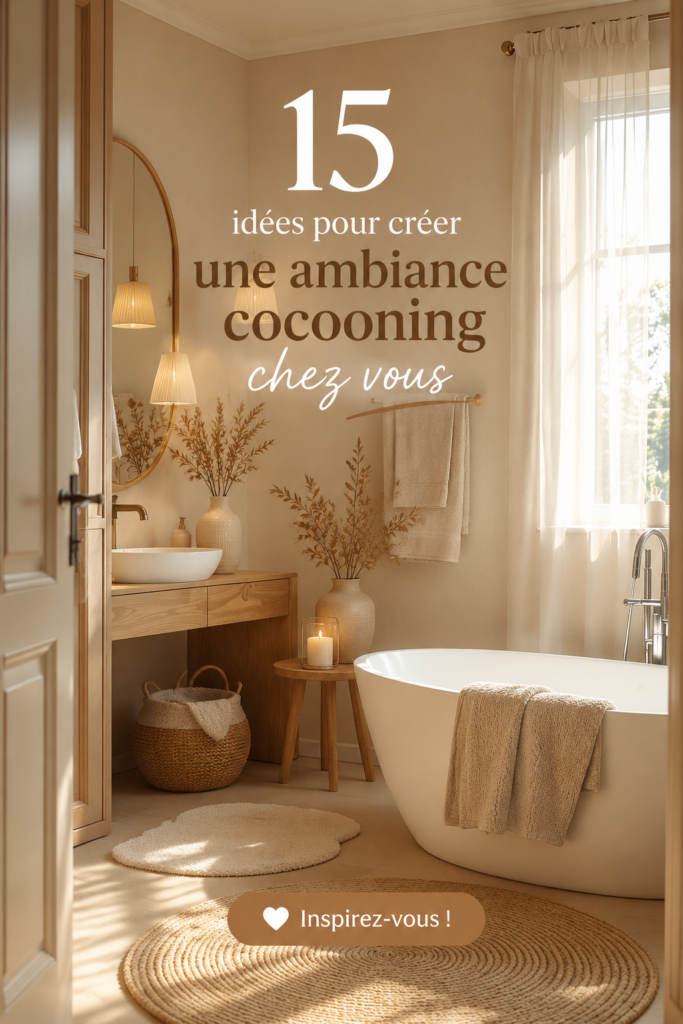 Un salon cosy avec des coussins et un éclairage doux, parfait pour une ambiance cocooning.