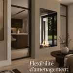 Aménagement intérieur moderne avec un foyer traversant