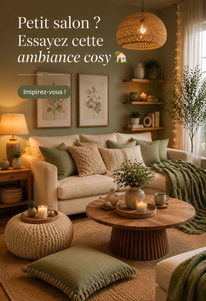Petit salon cosy avec mobilier fonctionnel