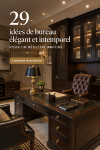 Un bureau à domicile élégant avec une décoration soignée et des luminaires modernes.
