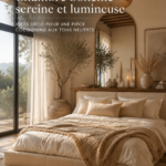 Chambre boho lumineuse avec des éléments naturels et des couleurs neutres