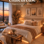 Chambre moderne avec des éléments cosy et chaleureux