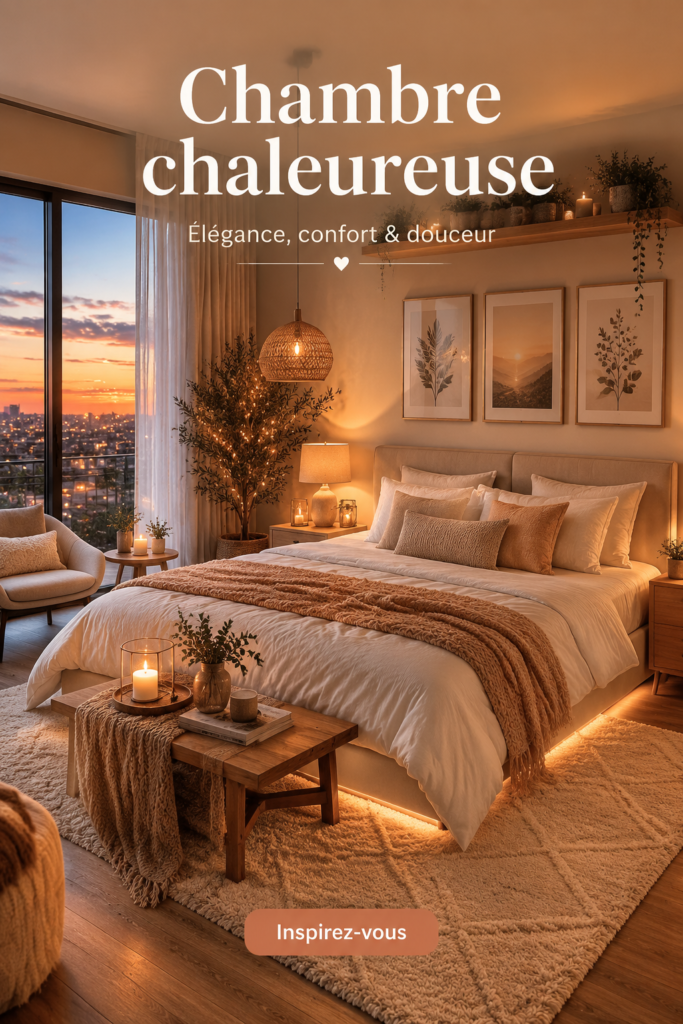 Chambre moderne avec des éléments cosy et chaleureux