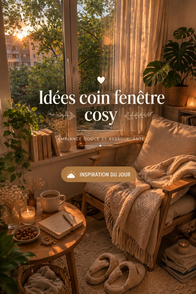 Coin fenêtre cosy avec des coussins et des plantes