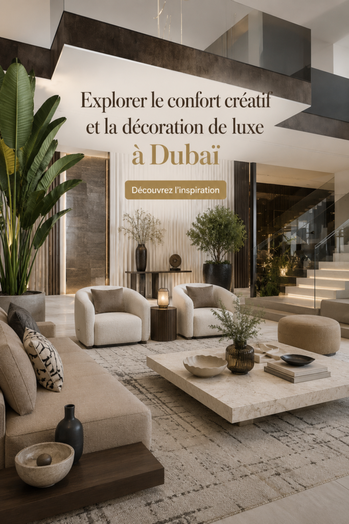 Un intérieur de luxe inspiré de Dubaï avec des éléments de confort décoratif.