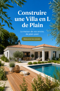 Une villa moderne en L construite avec une architecture contemporaine.