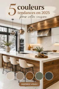 Cuisine moderne avec des teintes tendances de 2025
