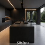 Une cuisine moderne avec un design élégant et pratique, mettant en avant des matériaux contemporains.