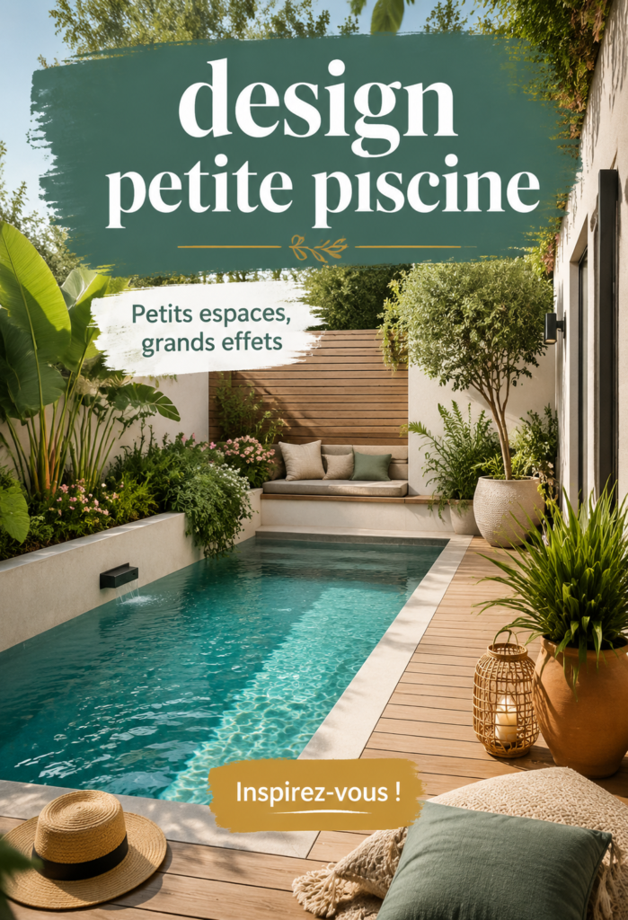 Design élégant d'une petite piscine intégrée dans un jardin moderne.