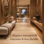 Un hall d'entrée chic avec des éléments éco-responsables et un design intemporel.