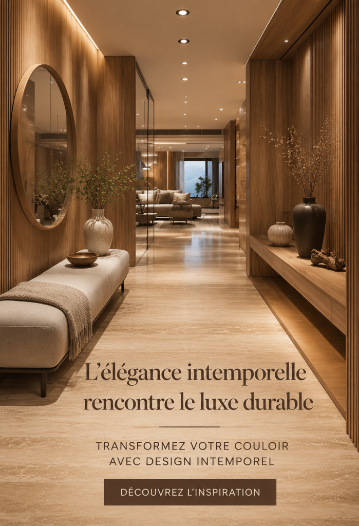 Un hall d'entrée chic avec des éléments éco-responsables et un design intemporel.