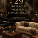 Chambre d'amis chaleureuse avec décoration unique et mobilier accueillant.