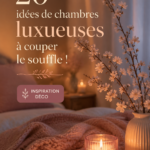 Chambre luxueuse avec des teintes douces et un mobilier élégant.