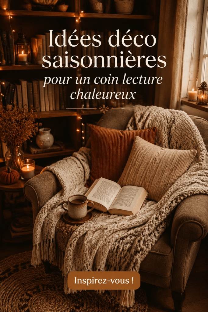 Un coin lecture cosy avec des coussins, une couverture et une lumière tamisée