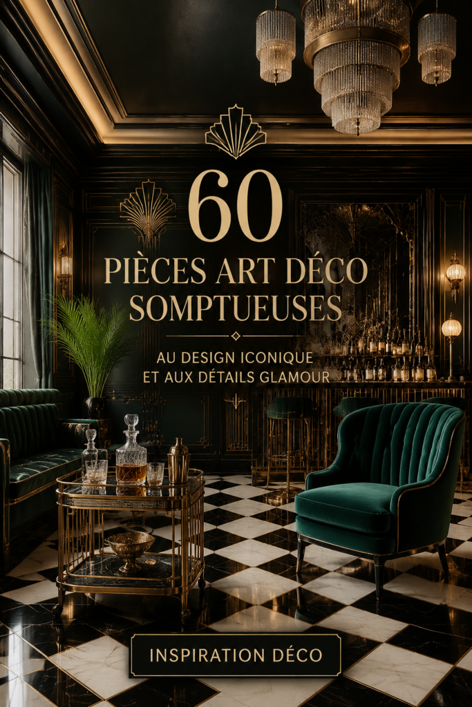 Salon décoré dans le style Art Déco avec des détails glamour
