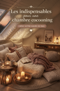 Une chambre décorée dans un style cocooning chaleureux avec des coussins et des plaids.