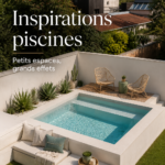 Une piscine entourée de chaises longues et de plantes vertes, créant une ambiance relaxante.
