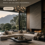 Salon moderne décoré avec un style minimaliste et des matériaux luxueux