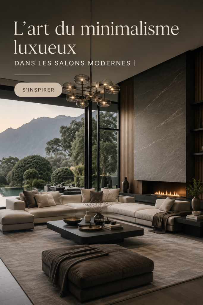 Salon moderne décoré avec un style minimaliste et des matériaux luxueux