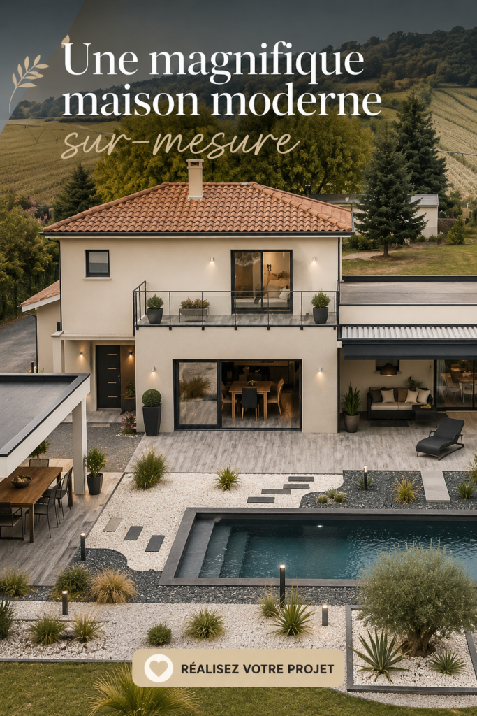 Une maison moderne conçue sur-mesure avec un jardin