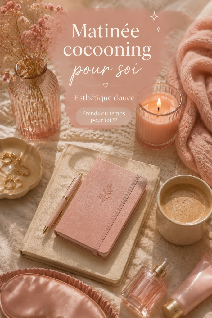 Femme se détendant avec une tasse de thé dans une ambiance cocooning à la maison.