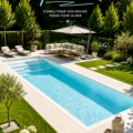 Une belle piscine extérieure sur mesure dans un jardin aménagé avec goût.