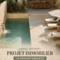 Vue d'illustration du projet de logements de Jordi Bosch avec jardin et piscine