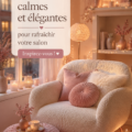 Un salon aux couleurs douces avec des plantes et des coussins confortables