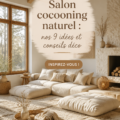 Un salon cocooning et naturel avec des meubles en bois et des touches de verdure
