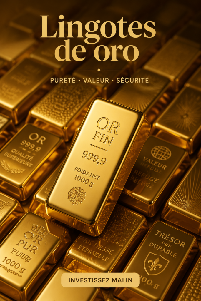 Lingots d'or brillants exposés sur un fond neutre, symbolisant la sécurité financière.