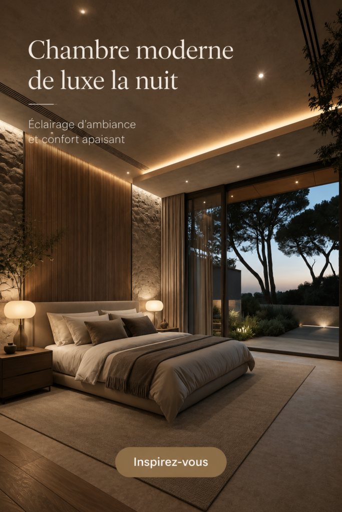 Chambre moderne avec éclairage doux pour une ambiance apaisante