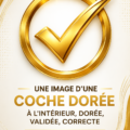 Icône de checkmark doré sur fond transparent