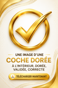 Icône de checkmark doré sur fond transparent