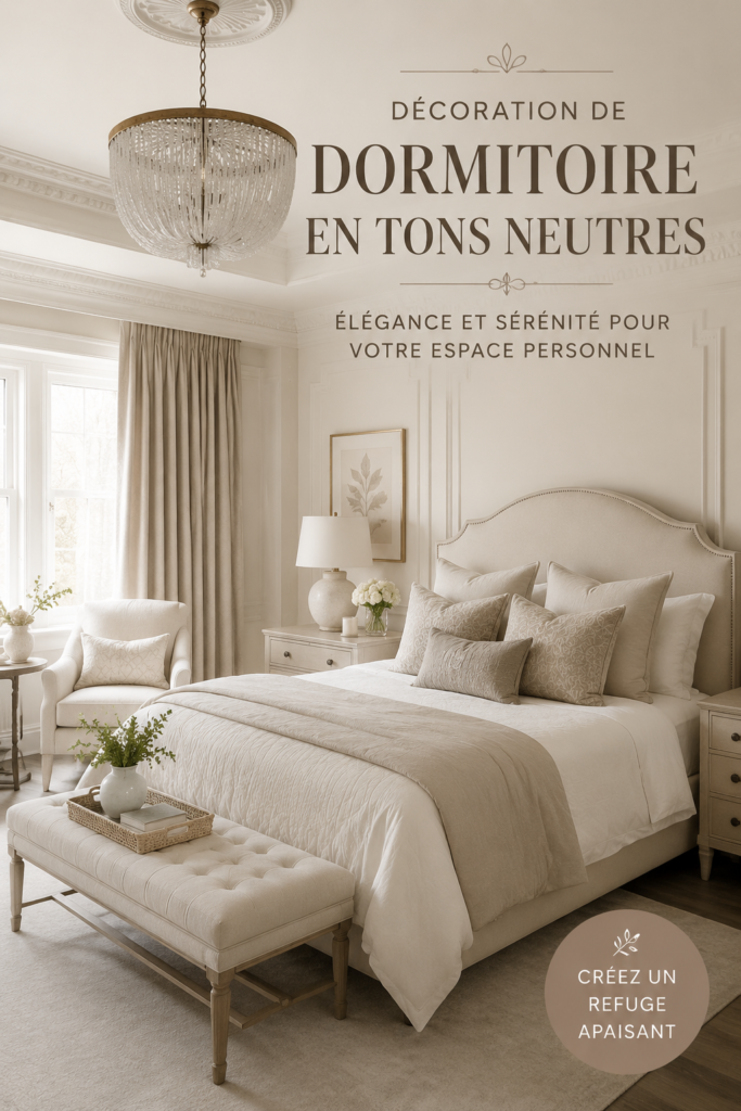 Chambre décorée en tons neutres, créant une ambiance apaisante et élégante.