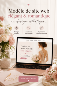 Modèle de design de site web élégant et romantique avec des couleurs douces et une typographie raffinée.