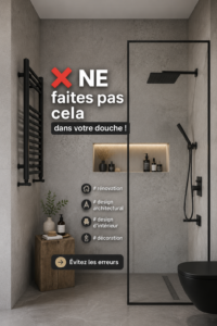 Vue d'une douche moderne avec des matériaux adaptés et un aménagement fonctionnel.
